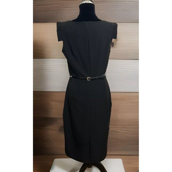 SINGLE Veronica Colorblock Black/Ivory Dress Career Wear Belted Size 10 - Picture 4 of 15